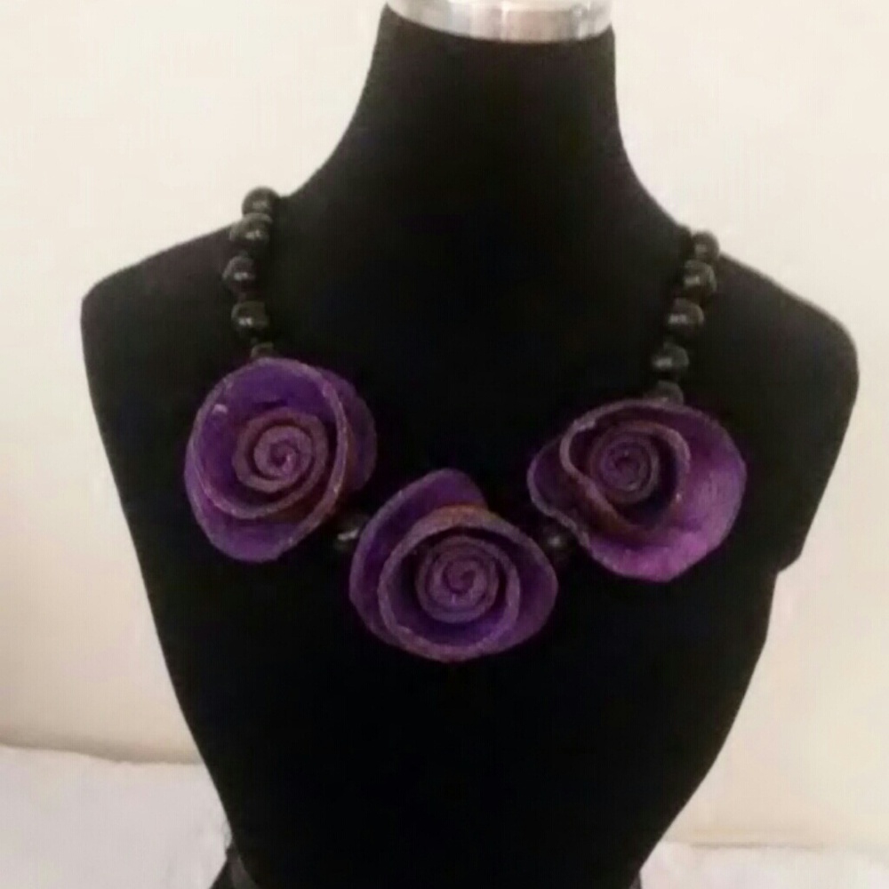 Purple rose necklace